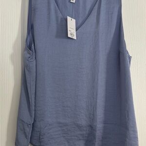 Blue Sleeveless Relaxed Tank Top